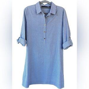 Duffield Lane The Keys Dress in Blue Seersucker. Size Small. NWOT